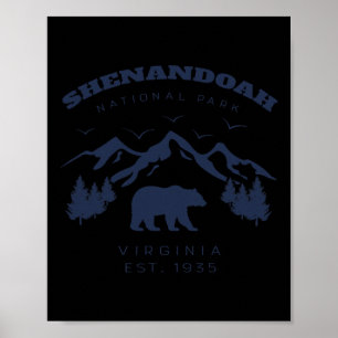 Poster Parc national de Shenandoah vintage pour randonnée