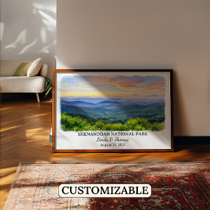 Poster Parc national de Shenandoah Virginie, Aquarelle