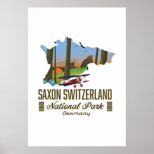 Poster Parc national de Suisse saxonne carte Allemagne