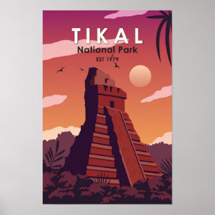 Poster Parc national de Tikal Guatemala Vintage