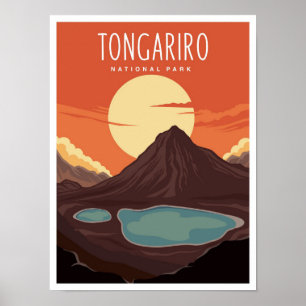 Poster Parc national de Tongariro Nouvelle-Zélande Voyage