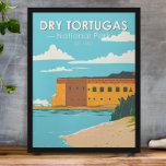 Poster Parc national de Tortugas sec Florida Fort Vintage<br><div class="desc">Dry Tortugas dessin vectoriel. Le parc comprend 7 îles,  plus des récifs coralliens protégés. Garden Key abrite des plages et le fort Jefferson datant du XIXe siècle.</div>