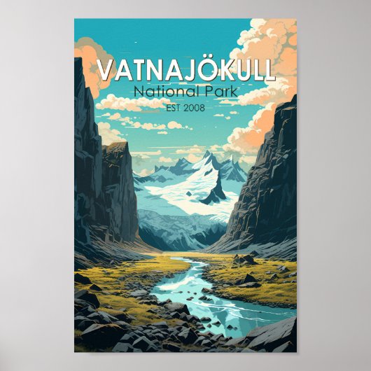 Poster Parc national de Vatnajokull Islande Voyager Vinta (Devant)