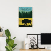 Poster Parc national de vintage Yellowstone Buffalo (Bureau à domicile)
