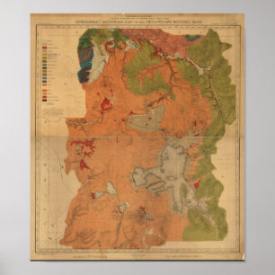 Poster Parc national de Yellowstone 1878 Carte des relevé