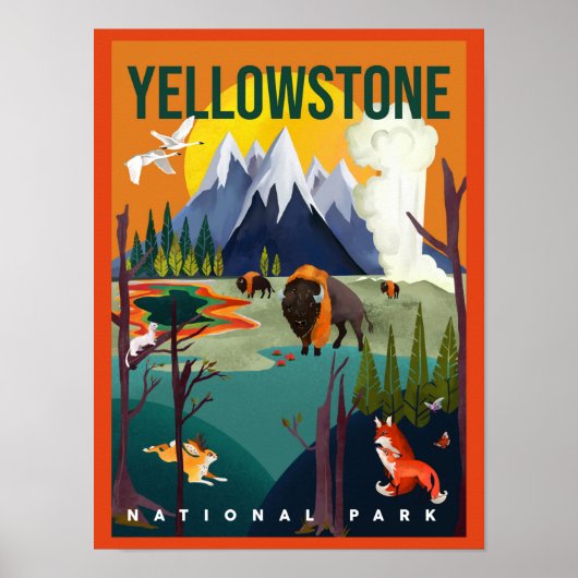 Poster Parc national de Yellowstone Cool Art de voyage co (Devant)
