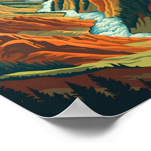 Poster Parc national de Yellowstone Grand Canyon Art rétr (Coin)