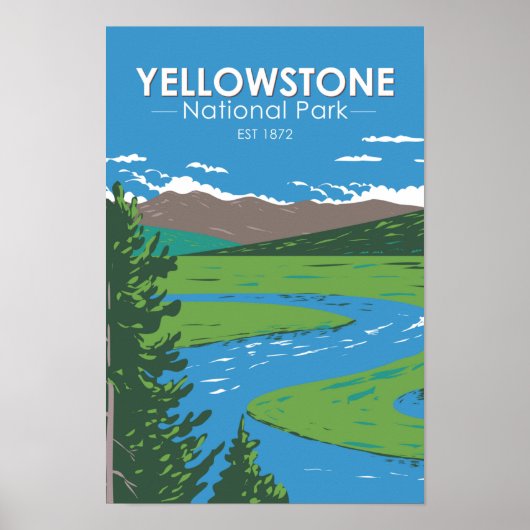 Poster Parc national de Yellowstone Hayden Valley Vintage (Devant)
