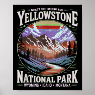 Poster Parc national de Yellowstone Montagne vintage Natu