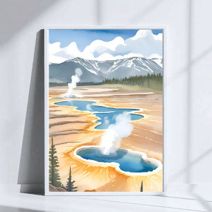 Poster Parc national de Yellowstone Paysage Aquarelle