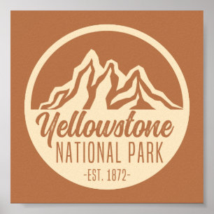 Poster Parc national de Yellowstone Randonnée Camping