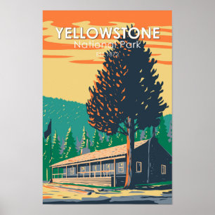 Poster Parc national de Yellowstone Roosevelt Lodge Cabin