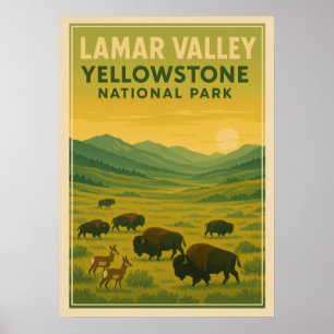 Poster Parc national de Yellowstone - vallée de Lamar V01