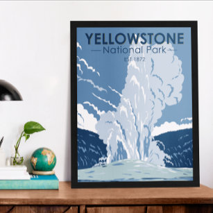 Poster Parc national de Yellowstone Vieux fidèles Vintage