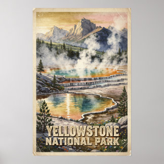 Poster Parc national de Yellowstone Voyage Vintage