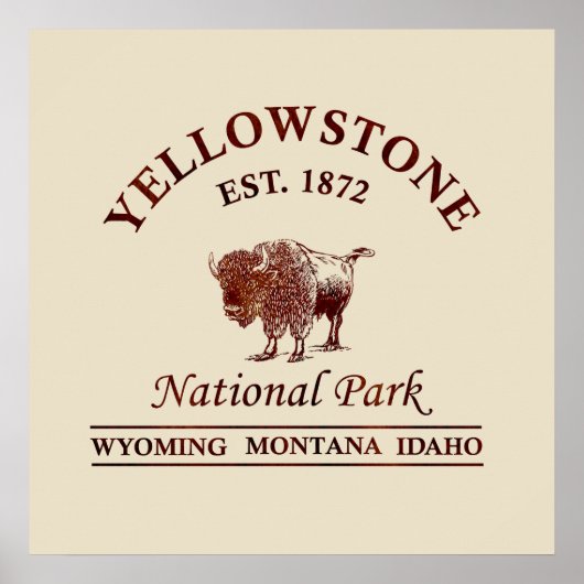 Poster Parc national de yellowstone Wyoming (Devant)