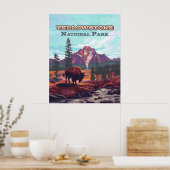 Poster Parc national de Yellowstone Wyoming Bison Geyser (Cuisine)