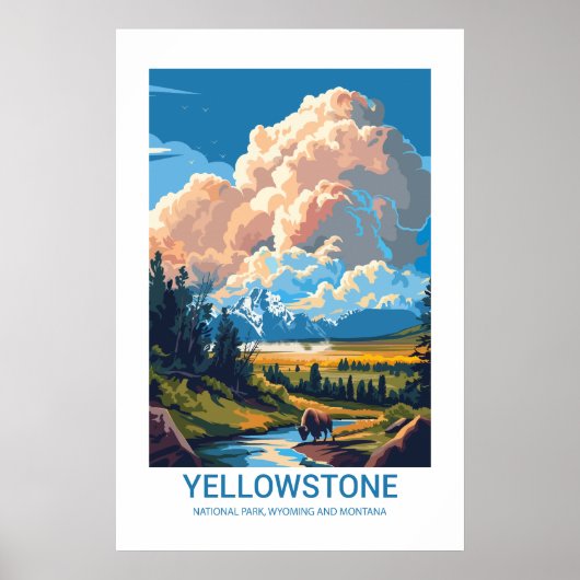 Poster Parc national de Yellowstone Wyoming et Montana (Devant)