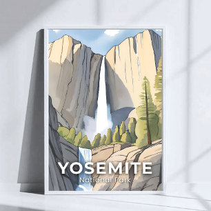 Poster Parc national de Yosemite Aquarelle Voyage
