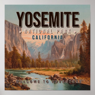 Poster Parc national de Yosemite Californie Vintage année