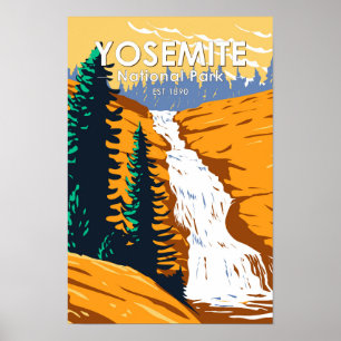 Poster Parc national de Yosemite Chutes Chilnualna Califo