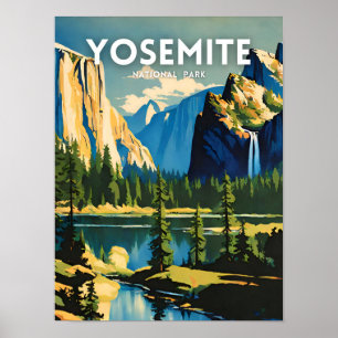 Poster Parc national de Yosemite illustration rétro Aesth