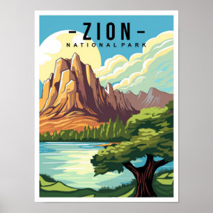 Poster Parc national de Zion Utah États-Unis Illustration