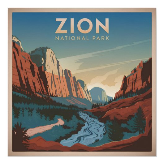 Poster Parc national de Zion vintage (Devant)