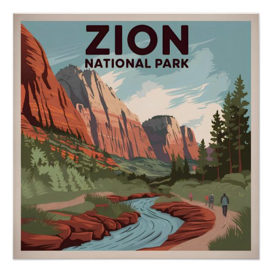 Poster Parc national de Zion vintage (Devant)
