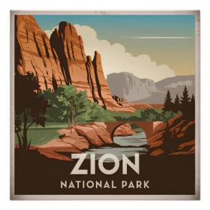 Poster Parc national de Zion vintage