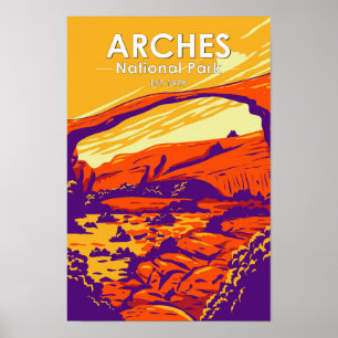 Poster Parc national des Arches Double Arche Sunset Vinta