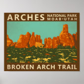 Poster Parc national des Arches Utah Broken Arch Trail Re (Devant)