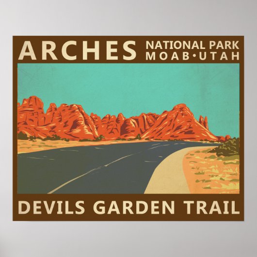 Poster Parc national des Arches Utah sentier de Devils Ga (Devant)
