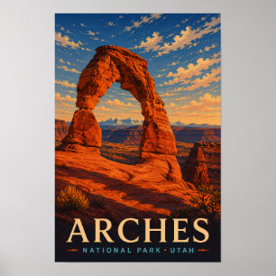 Poster Parc national des Arches Utah Voyage en gravure su