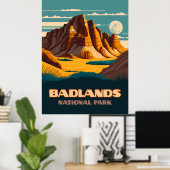 Poster Parc national des Badlands Rétro (Bureau à domicile)
