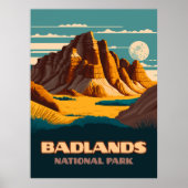 Poster Parc national des Badlands Rétro (Devant)