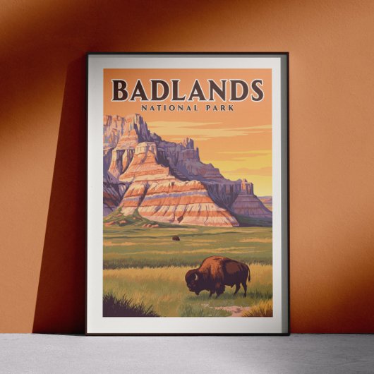 Poster Parc national des Badlands vintage