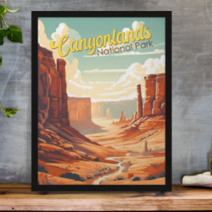 Poster Parc national des Canyons Illustration Rétro