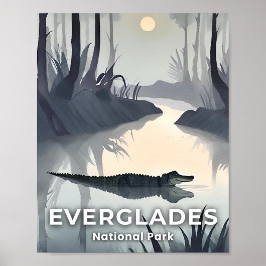 Poster Parc national des Everglades | Alligator aquarelle (Devant)