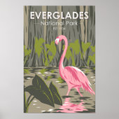 Poster Parc national des Everglades Floride Flamant rose  (Devant)