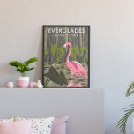 Poster Parc national des Everglades Floride Flamant rose<br><div class="desc">Everglades conception d'oeuvres vectorielles. Le parc est composé de mangroves côtières,  de marais de scie et de pinèdes plates qui abritent des centaines d'espèces animales.</div>