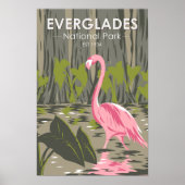 Poster Parc national des Everglades Floride Flamant Vinta (Devant)