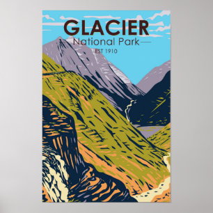 Poster Parc national des Glaciers Aller au chemin Sun