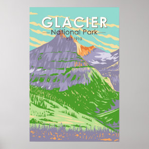 Poster Parc National Des Glaciers Au Printemps Montana Vi