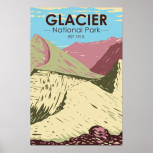 Poster Parc national des Glaciers Montana Triple Divide P