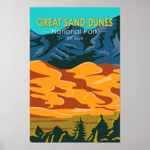 Poster Parc national des Great Sand Dunes Colorado Vintag