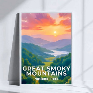 Poster Parc national des Great Smoky Mountains aquarelle