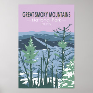 Poster Parc national des Great Smoky Mountains Rétro