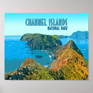 Poster Parc national des îles Channel Californie Vintage