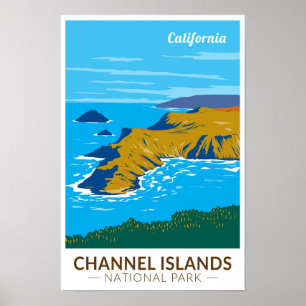 Poster Parc national des îles de la Manche Voyage en Cali